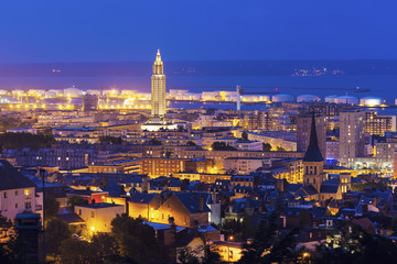 Panorama of Le Havre at night