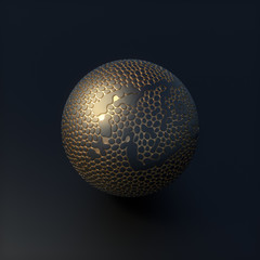 Abstract futuristic sphere with voronoi pattern. 3d rendering