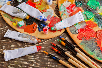 Brushes and paints
