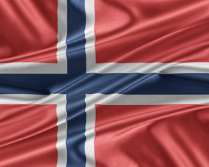 Norway flag with a glossy silk texture.