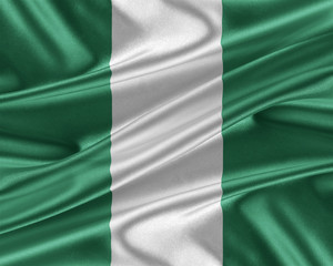 Nigeria flag with a glossy silk texture.