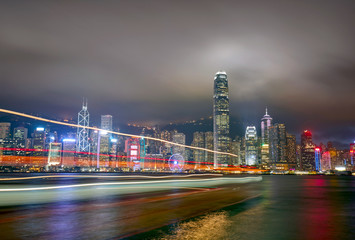 Fototapeta na wymiar Night view of Hong Kong Island from Kowloon.
