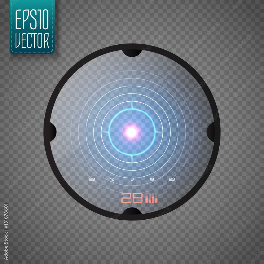 Aufkleber Sniper scope isolated. Neon target concept. Game Interface Element. Vector