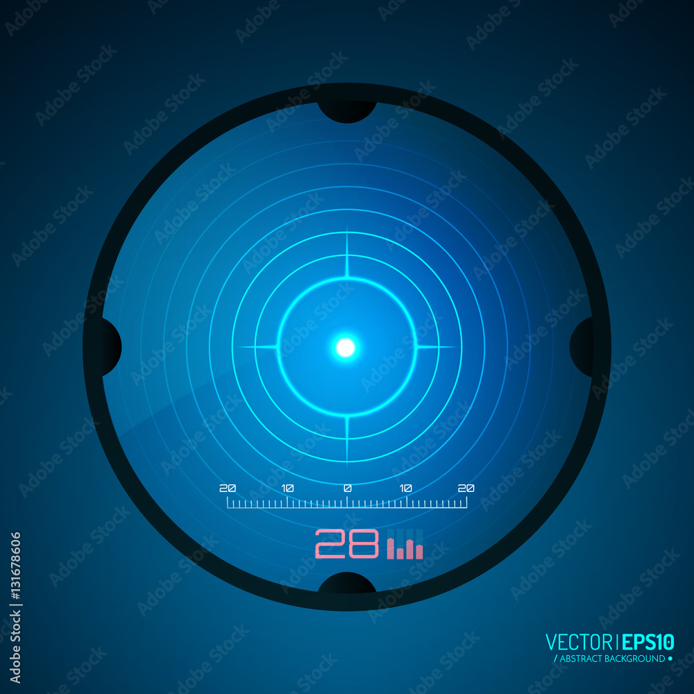 Aufkleber Sniper scope isolated. Neon target concept. Game Interface Element. Vector