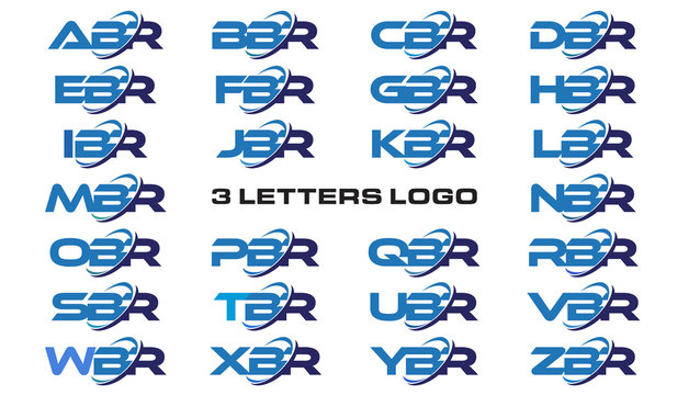 3 letters modern generic swoosh logo ABR, BBR, CBR, DBR, EBR, FBR, GBR, HBR, IBR, JBR, KBR, LBR, MBR, NBR, OBR, PBR, QBR, RBR, SBR, TBR, UBR, VBR, WBR, XBR, YBR, ZBR