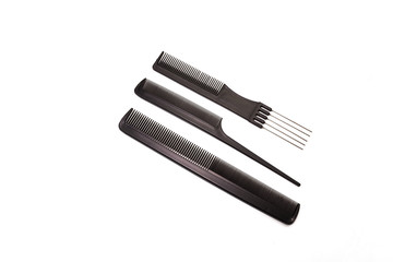 A set of hairbrushes for professional hairstyles.