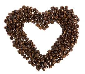 Coffee beans in heart shape