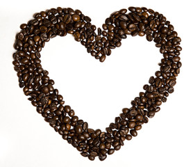 Coffee beans in heart shape