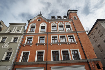 Fototapeta na wymiar Art Nouveau facade of the building in Poznan.
