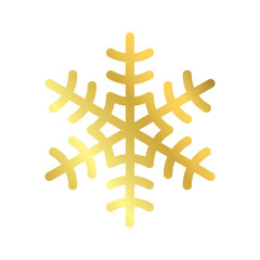 Obraz premium Gold Christmas snowflake icon. Golden silhouette snow flake sign isolated on white background. Elegant design for card, decoration. Symbol winter, New Year holiday celebration Vector illustration