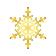 Obraz premium Gold Christmas snowflake icon. Golden silhouette snow flake sign isolated on white background. Elegant design for card, decoration. Symbol winter, New Year holiday celebration Vector illustration