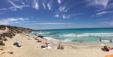 Beatiful Sunny Beach day in Formentera Spain.