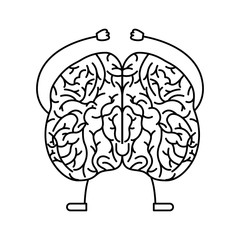 brain human kawaii character vector illustration design