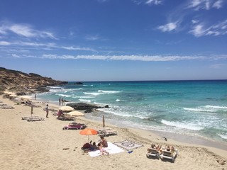 Fototapeta na wymiar Beatiful Sunny Beach day in Formentera Spain.