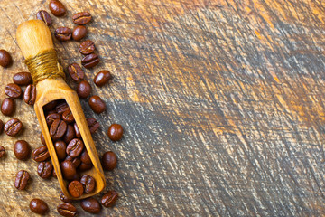 Black coffee on old background