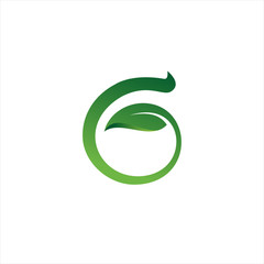 Business Letter G and Leaf Logo Elements Fresh Green