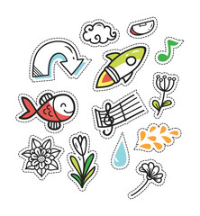 Set of cute cartoon patches