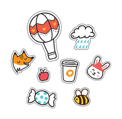 set of cute patch isolated on white background