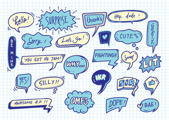 Cute speech bubble doodle set