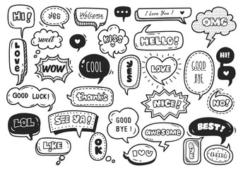 Cute speech bubble doodle set
