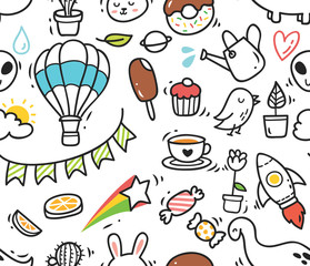 various object doodle background