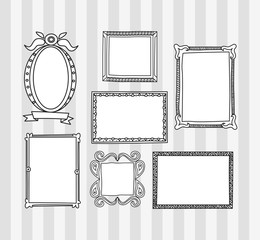 Set of frame doodle isolated on white background