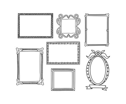 Set of frame doodle isolated on white background