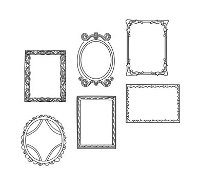 Set of frame doodle isolated on white background