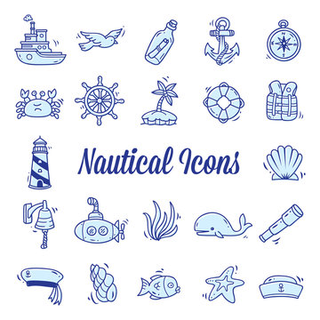set of nautical icon isolated on white background