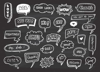 Cute speech bubble doodle set