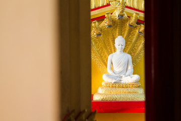 White buddha in Wat Sangkat Rattana Khiri on Khao Sakae Krang mo