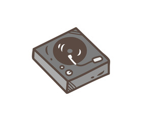 Turntable doodle isolated on white background