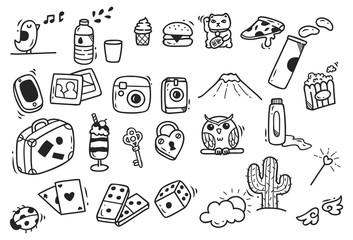 Set of cute hand drawn doodle