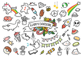 Set of cute hand drawn doodle