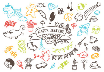 Set of cute hand drawn doodle
