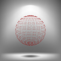 Polygonal Element. Sphere with Lines and Dots