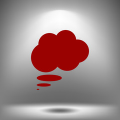 Flat paper cut style icon of thought cloud