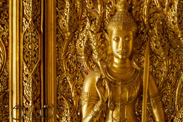 Monument of golden buddha,Temple Thailand.