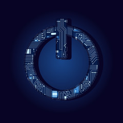 Button on, off with a technological electronics circuit..