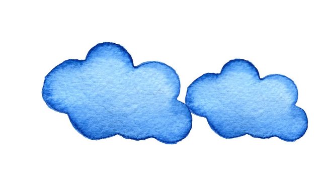 Hand painted watercolor cloud isolated on transparent background.