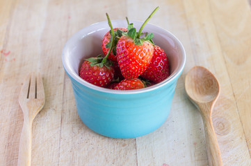 strawberry on wooden background