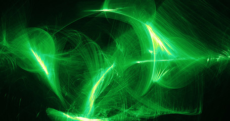 Green Abstract Lines Curves Particles Background