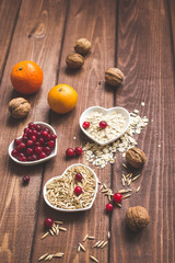 concept healthy for heart food on wooden background