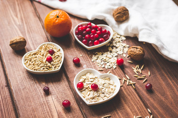 concept healthy for heart food on wooden background