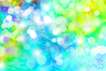 Fantasy Bokeh multicolor bright backgrounddot, flowers, stars, hearts
