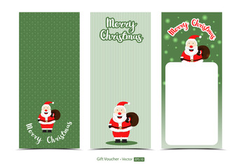 Christmas banner with santa claus on green color blackground