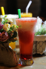 Freshly blended fruit smoothies