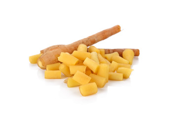 Galingale slice (Boesenbergia rotunda)on white