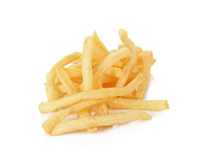 potato fry on white isolated background