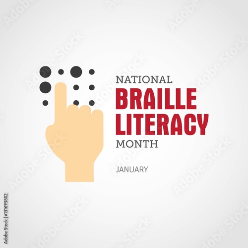 "National Braille Literacy Month January. Vector Illustration" Stock